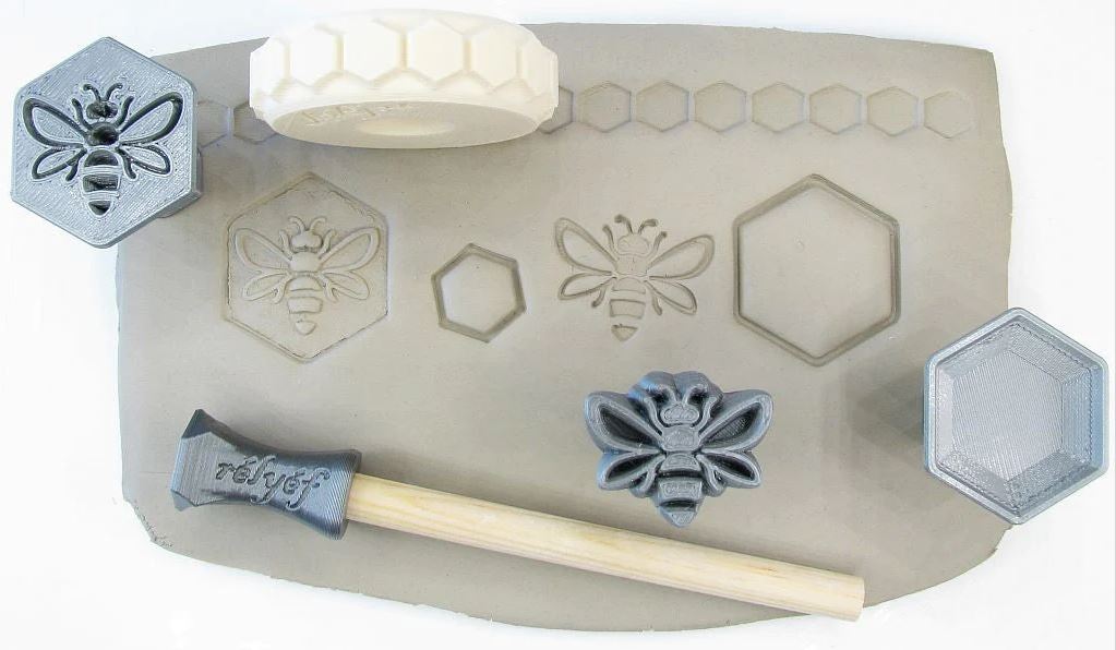 Bee & Honeycomb Stamps 30mm