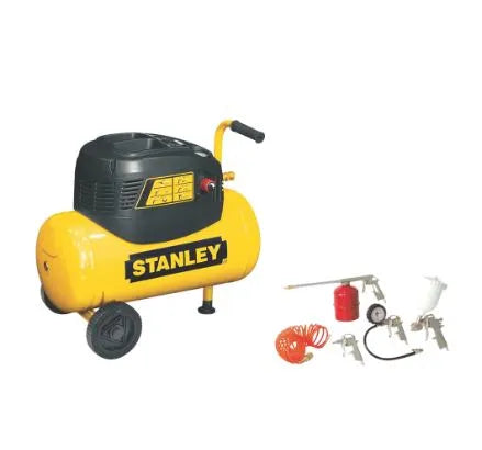 STANLEY 24LTR ELECTRIC COMPRESSOR WITH 5 PIECE ACCESSORY KIT 240V
